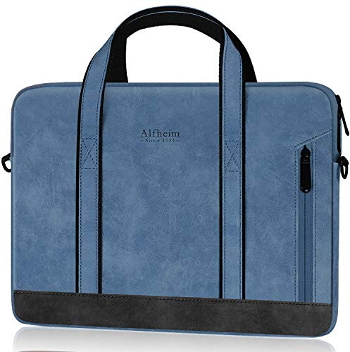 Alfheim 14 Pulgadas Ordenador Bolsa Blandas Paquete de Maletín de Cuero, Resistente al Agua para Computadora Portátil con Hombro para Viajes/Negocios, Compatible con 15 MacBook Air M4 M3 M2 M1