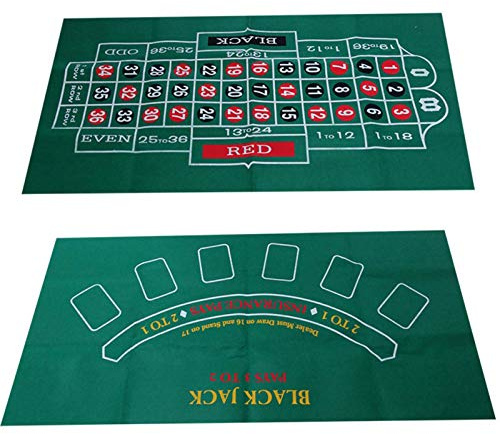 MEYANG Disposition Table Casino en Feutre, Table Imperméable Nappe Roulette Blackjack, Énorme Roue Roulette Luxe Jeux Table pour Adultes