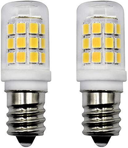 E12 LED Fridge Water Dispenser Light Bulb 2W(15W Replacement) 120V T5 Tubular Appliance Bulb for Chandeliers Home Lighting Refrigerator/Dryer Drum Light C7/S6 Clear Glass Daylight White 6000K,2-Pack
