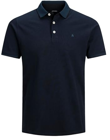 JACK & JONES Camisa Polo Ajustada Hombre JJEPAULOS Lisa Verano Manga Corta Algodón Piqué Talla Grande., Color:Armada, Size:5XL