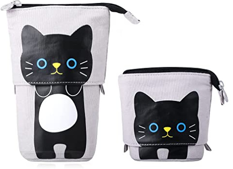 YeahBoom Federmäppchen Reißverschluss,2-in-1 Schlampermäppchen und Stifteköcher,Federmäppchen Mädchen,Ständer Bleistifthalter,Teleskopisch Mäppchen,Stifteköcher für Teenager Schülerin