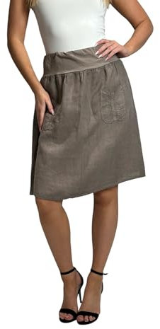 Mississhop 358 Damen Leinen Rock Sommerrock locker kurz Freizeit 100% Leinen 100% Leinenrock Strand Fango