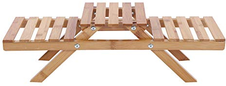 Miskall Estante Plegable De Madera para Plantas - Carro De Flores De Plantas En Maceta De 2 Capas para El Hogar Y El Jardín