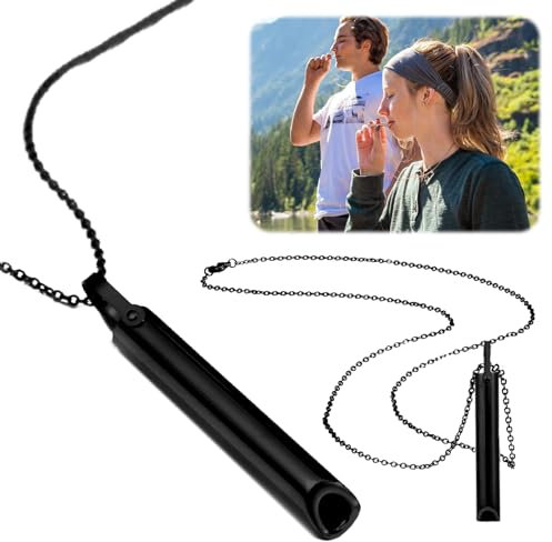 SPERMUOY Angstlinderung Halskette,Stressabbau Halskette Stress Relief Mindful Breathing Halskette Angst Relief Halskette Atemübungsgerät für Meditation, Entspannung, Verlangsamung des Atems-Schwarz