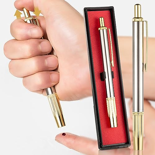 Blood Lancet Pen, Blood Lancing Pen Cupping Acupuncture Lancet Pen Stainless Steel Bloodletting Pen Lancet Device Blood Test Pen with Storage Box for Painless Checking