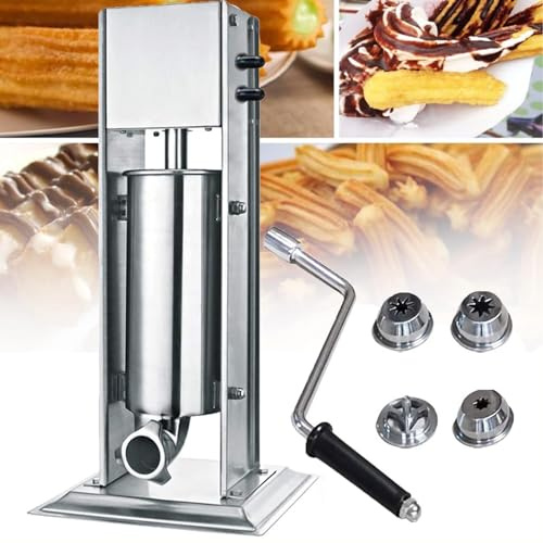 DDZJTPP Máquina para Hacer Churros,Máquina para Hacer Churros Manual,Máquina De Llenado De Mermelada De Churros De Frutas Comerciales,con 4 Boquillas,Equipo para Hacer Refrigerios,7L