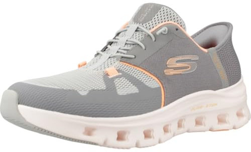 Skechers Damen Glide-Step Pro Sneaker, Gray Mesh/Orange Trim, 40 EU