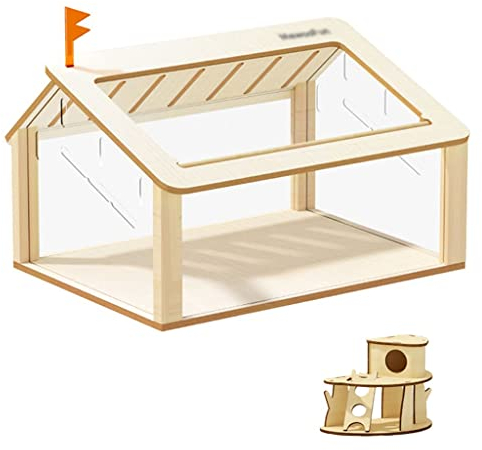 SYSZSYHD Atmungsaktive Frettchen- und Hamsterkäfige (18,5 Zoll), hausförmiger Kleintierkäfig für Chinchillas, Igel, Chamäleons, Eidechsen und Rennmäuse