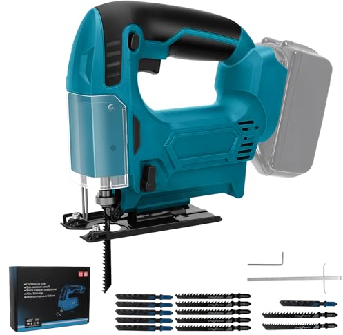 Puzzle a batteria per Makita 18 V, seghetto alternativo elettrico, 2400 SPM, 3 velocità regolabili, set di attrezzi per il taglio di legno, metallo e plastica