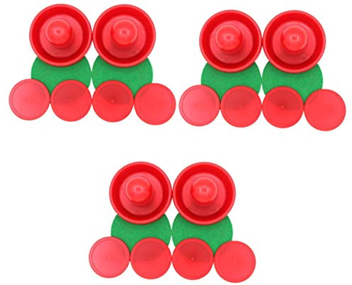 VICASKY 3 Unidades Portátil Hockey De Mesa Con Raquetas Rojas Pucks Rojos Piezas De Repuesto Para Hockey Aire Suplemento Para Sala De Juegos Y Diversión De Ocio