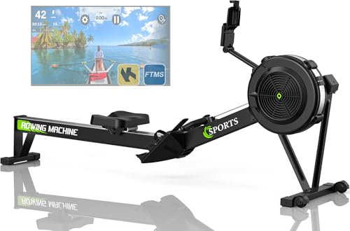 ORISYN Rudergerät für Zuhause mit Luftwiderstand, Rudergeräte mit Bluetooth Boardcomputer, Verstellbarer Tablethalterung, 160KG Gewichtsbelastung