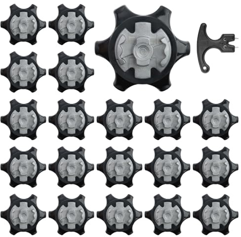 GTNCE 20 Pcs Golf Shoe Spikes Set, Golf Shoe Studs, Replacement Golf Shoe Cleats with Wrench, Metal & Rubber Golf Studs for Golf Shoes, Easy Install, Anti-Slip, Traction & Comfort