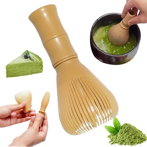 Frusta per Matcha in Bambù Matcha Whisk Resistente Alle Alte Temperature con Materiale PP Riutilizzabile Matcha Kit Accessori per Matcha non Ammuffiti Adatti per Mescolare il Matcha,Latte