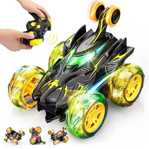 Braxel 360° Flips Remote Control Car - LED RC BatToy Man for Boys and Girls 3-9 Years Old - Kids Present