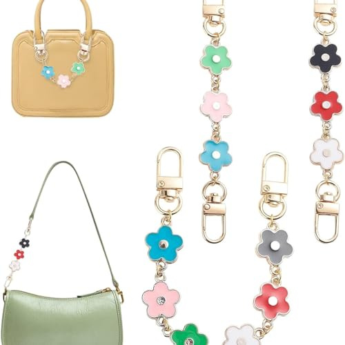 LDBKLGHJ Catene Decorative per Borse Donna - Kit 3 Pezzi con Catena Oro e Moschettoni, Ideali per Borse Tracolla e Uncinetto, Anelli Inclusi