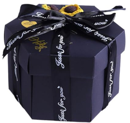 Schwarze Explosionsbox Faltbare Fotoalbum Geschenkbox Scrapbook Überraschung Liebe Geschenk Jahrestag Erinnerungsbox Paar Explosion Box Geschenk Explosion Explosion Sechseckig Explosion Foto