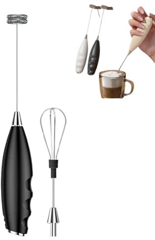 Montalatte portatile, alimentato a batteria, frusta elettrica con 2 fruste in acciaio inox, regolabile, strumento per miscelare bevande per caffè, latte, cioccolata calda, uova