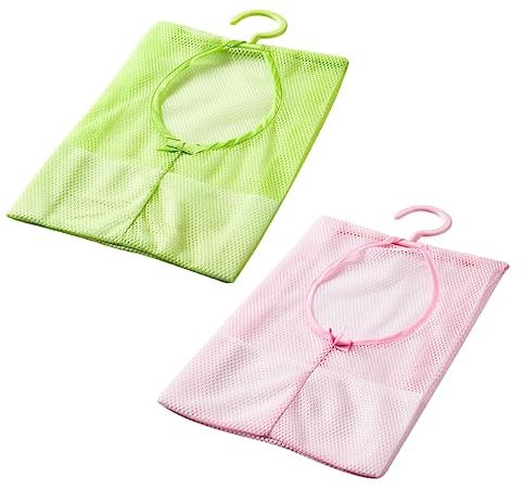 POPETPOP Bolsa De Malla para Pinzas De Ropa Multiusos 2 Unidades, Polipropileno y Poliéster Resistente, Diseño Giratorio, para Baño y Cocina, Organizador Colgante para Objetos Pequeños