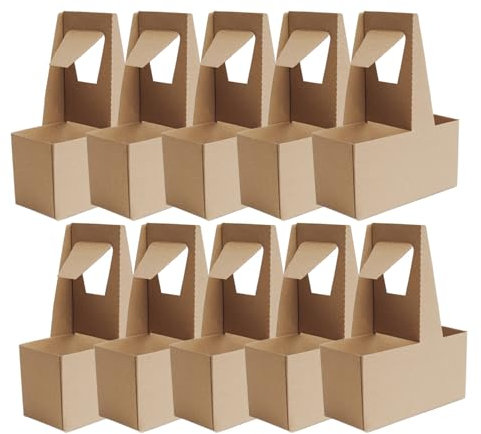 Portabicchieri per la consegna - Confezione da 10 portabicchieri da asporto | Robuste scatole portabottiglie in cartone per caffè, frullati, succhi, servizi di consegna, food truck, 18x8x24 cm