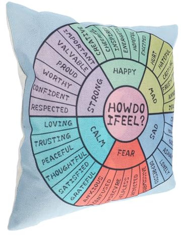 VICASKY Mood Pillow Case Anxiety Relief Cover Emotions Wheel Throw Pillowcase Soft Sturdy