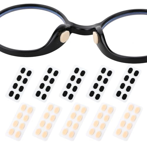40 Pairs Soft Foam Eyeglass Nose Pads Non-Slip Oval Sponge Nose Pads 2 Colors Glass Support Self Adhesive Glasses Noses Pad for Glasses Sunglasses and Eyeglasses (Black, Nude)