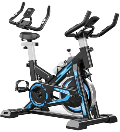 TRIOBLADE Exercise Bike Magnetic Indoor Cycling Stationary Bike with LCD Display Quiet Spin Bike Exercise w/Phone Holder Water Bottle Equipment Stationary Bike 300lbs Weight Capacity Comfortable Seat