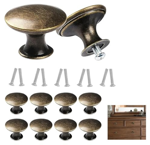 CeoxThao 10 Piezas Pomos Redondos Vintage para Cajones y Armarios, Pomo de Armario Vintage, Pomos Muebles, Pomo Armario, Manijas Decorativas Puertas, para Puertas, Cómodas y Muebles Del Hogar