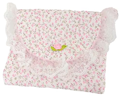 Neceser de Maquillaje de Algodón Acolchado, Gran Bolsa de Cosméticos para Viaje, Estuche de Aseo Rosado con Flores, Estiloso y Elegante, Organizador de Cosméticos y Artículos de Higiene