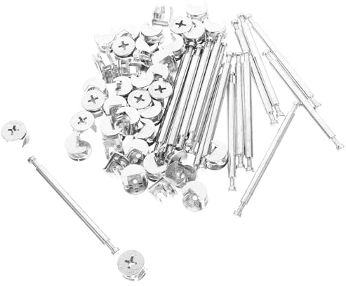 SHINEOFI Kit de 20 Conectores para Muebles Doble Cabeza 84mm, Herrajes de Leva de Zinc, Fijaciones para Gabinetes, Pasadores de Conexión para Cocina y Baño, Accesorios de Montaje