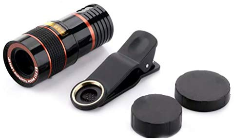 Chrees Lente de Cámara de Teléfono Celular Lente de Teléfono Móvil de Cámara de Inteligente Telescopio Monocular 8X de Zoom Teleobjetivo con Clip Universal con (Negra)