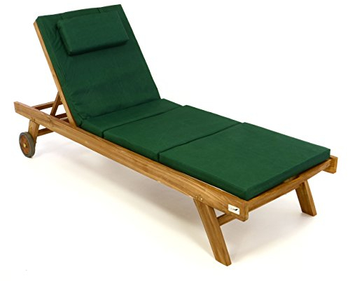 Divero klappbare Sonnenliege SOTOGRANDE aus Teakholz, behandelt - mit Auflage Farbe GRÜN