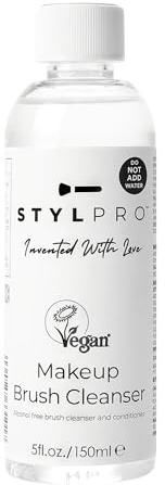 STYLPRO Vegan Makeup Brush Cleanser 150ml – Deep Cleans & Conditions Brushes, Removes Oily Foundation, Bacteria, Paraben & Alcohol-Free, Argan & Grapeseed Oils, Vegan Certified, Quick Drying