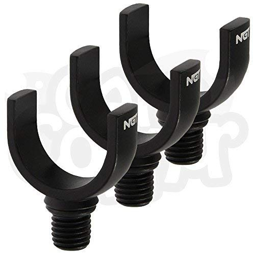 3 x NGT Karpfenangeln leichtes aluminium 25mm Flach, schwarz Profiler Rutenauflage