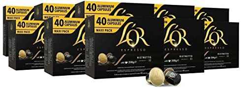 L'OR Espresso Coffee Ristretto Intensity 11 - Cápsulas de café de aluminio compatibles con Nespresso® * - 10 paquetes de 40 cápsulas (400 bebidas)