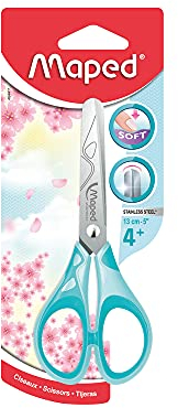MAPED - Forbici Sensoft 13 Cm con anelli flessibili ed ergonomia 3D - Forbici dai 4 anni - Per asilo e elemtari - Punta arrotondata per una massima sicurezza - Colori pastello casuali