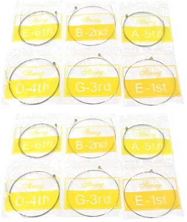 Geesatis 2 set di 6 corde singole per chitarra elettrica in acciaio di ricambio, E-1st, B-2nd, G-3rd, D-4th, A-5th, E-6th, argento, chiaro e bello tono