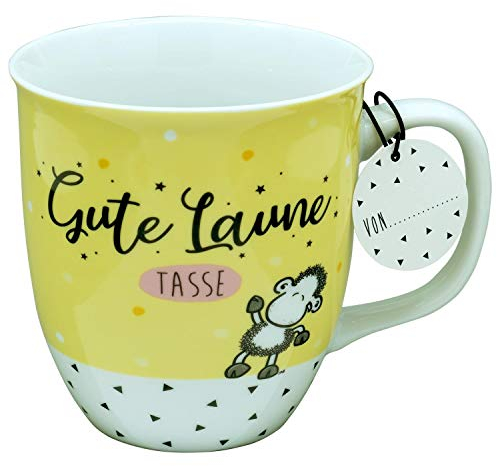 Sheepworld Tasse mit Motiv Gute Laune | Sprüche-Tasse, Porzellan, Tasse mit Spruch, 40 cl | Geschenk | 46457