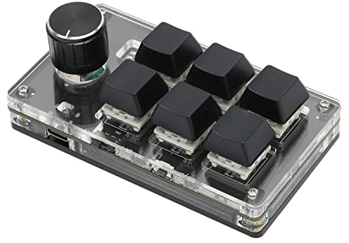 Annadue OSU Keypad 6 Key Gaming Keyboard, USB/Bluetooth Mini 6 Key 1 Knob Keypad Mechanical Gaming Keyboard, DIY Programming PC Keyboard, para Oficina, Juego, Música, Medios