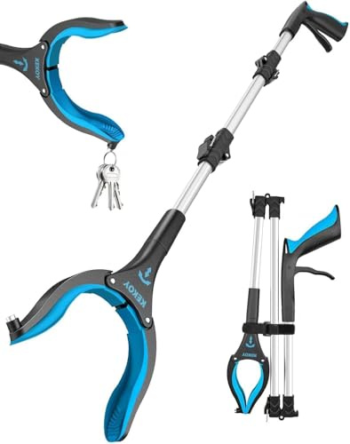 Kekoy 36inch Grabber Reacher Tool for Seniors, Foldable Reacher Grabbers Pickup Stick with Anti-Slip 360° Rotating Jaw, 4 Wide Extended Claw with Magnet for Disabled, After Surgery Recovery