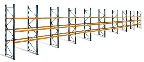 Palettenregal mit 4 Ebenen, 4 m Höhe, 25,0 m Breite - für 108 Europaletten à 500 kg