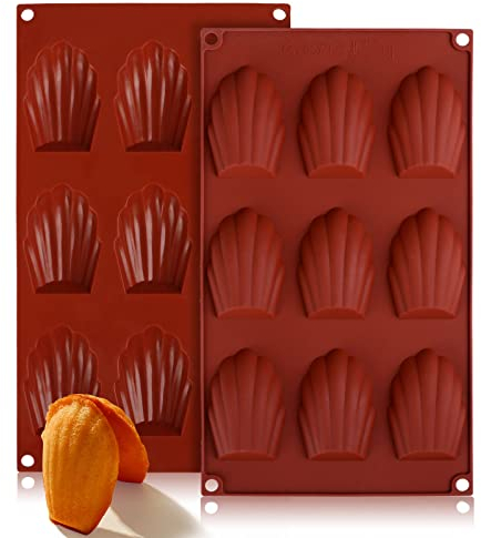 Madeleines Baking Tray for Baking,GWHOLE 2 Pcs 18 Cavities Silicone Madeleine Tray Non-Stick Silicone Mould for Baking Cake Chocolate Candy Biscuits