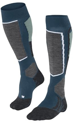 FALKE Women's SK2 Intermediate W Kh Wool Warm Thick Skiing Socks 1 Pair, Blue Lagoon 6908, 2.5-3.5