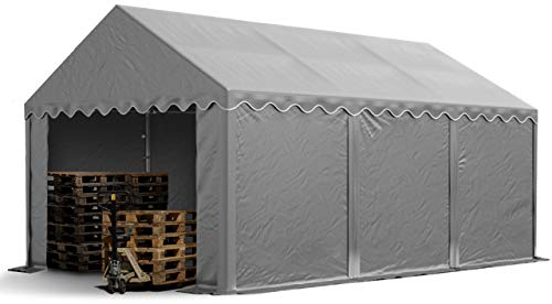TOOLPORT Lagerzelt 3x6 m Zelthalle Unterstand Weidezelt PVC Plane 700 N wasserdicht in grau