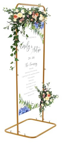 HuKaiL Support d'arc en métal pour mariage - Plaque de bienvenue amovible avec capacité de 6 kg pour enregistrement, fêtes et cartes de table, 60 x