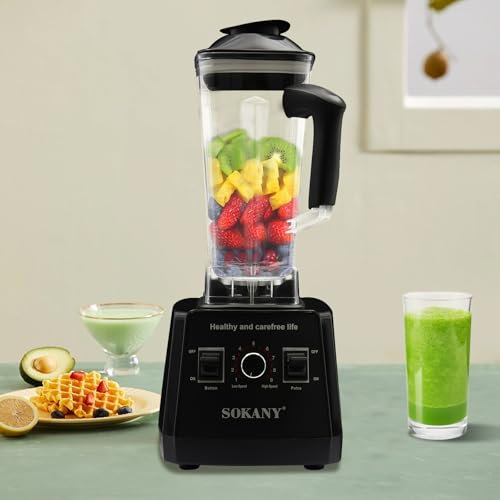 Mixeur multifonction 5000 W 2 l, 9 vitesses, mixeur de jus de fruits, bol de broyage moderne, mixeur multifonction, mixeur haute performance, pour extraire les jus et moudre, pour crèmes, boissons,