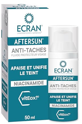 ECRAN® - AFTERSUN - Gel Crème Visage Après-Soleil - Réparation et Hydratation - Technologie vitEox80 - Vitamine E - Réduit les Tâches Existantes - Teint unifié et lumineux - A base de Niacinamide