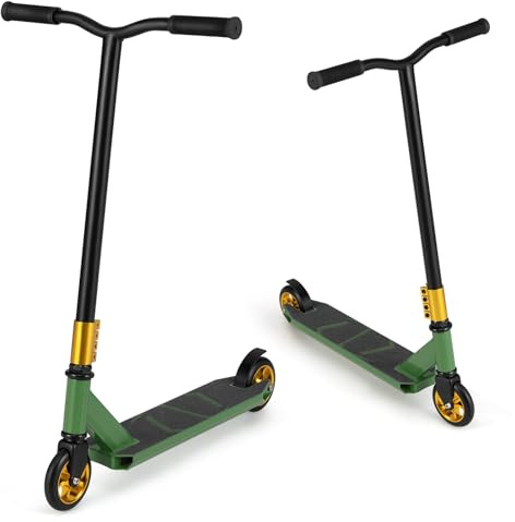 GOPLUS Patinete Acrobático para Niños de 10+ Años, Patinete Profesional para Niños, con Ruedas PU, Scooter de Acrobacias para Principiantes e Intermedios, Capacidad Carga 100 kg (Verde)