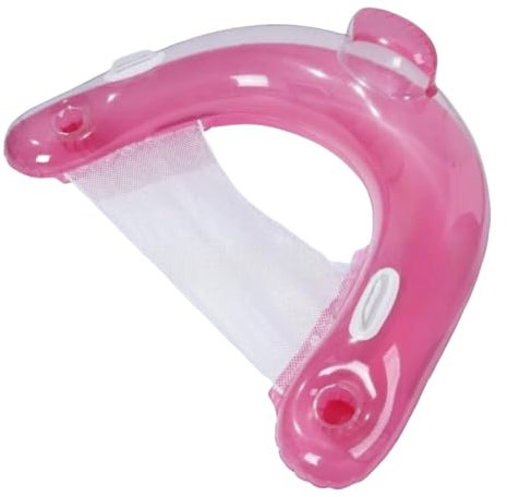 Colchoneta Piscina para Adultos Tumbona Hinchable de Piscina Hamaca Flotante de Agua Flotadores Piscina de Inflable Sillón Hinchable con Portavasos Asiento Flotante de Piscina (Rosa)