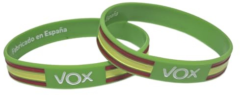 Tiendas LGP - Pulseras de Goma de Silicona con diseño de VOX y Bandera de España, Verde. 2 unidades