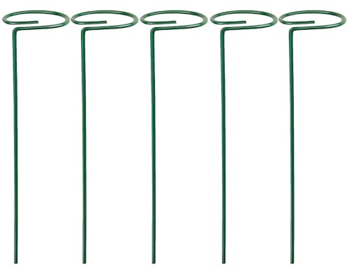 50 STÜCK Pflanzenstütze mit Blumenring 60 cm hoch - Ring Ø6,5 cm - aus 4mm kunststoffummantelten Draht - Grün Single Stem - Blumenstütze Buschstütze Blumenhalter Rankhilfe Pflanzenring Zimmerpflanzen
